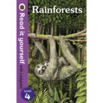Rainforests Ladybird Readers Level 4 книга за деца с илюстрация на ленивец в тропическа гора
